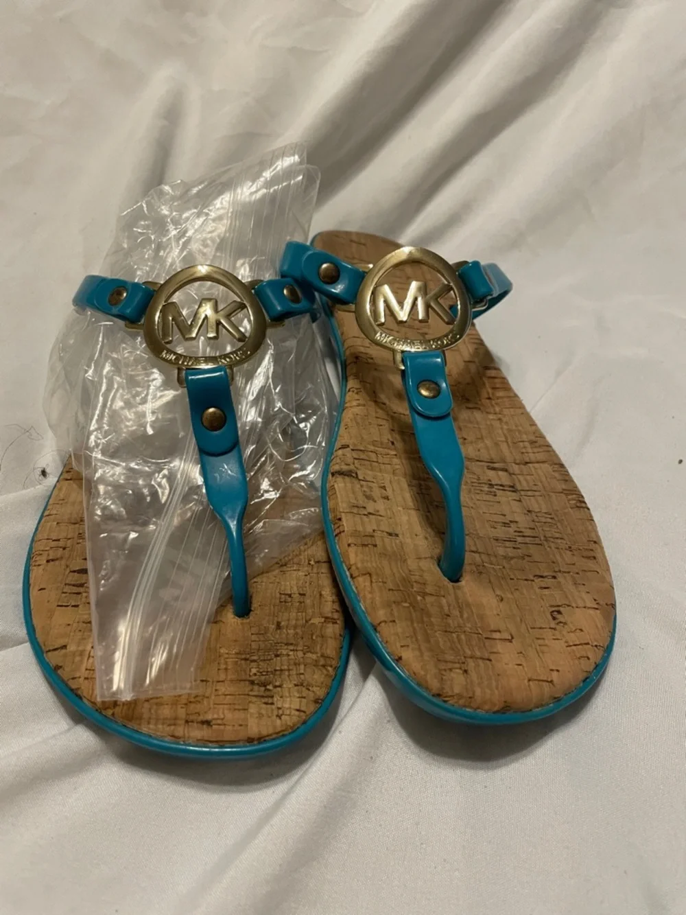 Michael Kors turquoise thong sandals